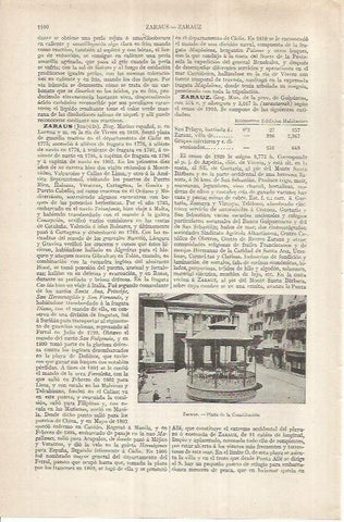 LAMINA ESPASA 37001: Plaza de la Constitucion en Zarauz, Guipuzcoa