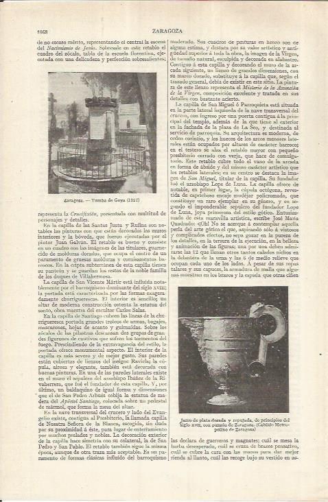 LAMINA ESPASA 36996: Tumba de Goya en Zaragoza