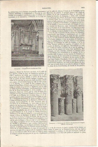 LAMINA ESPASA 36989: Organo del Pilar y columnas del Palacio de Justicia de Aragon, Zaragoza
