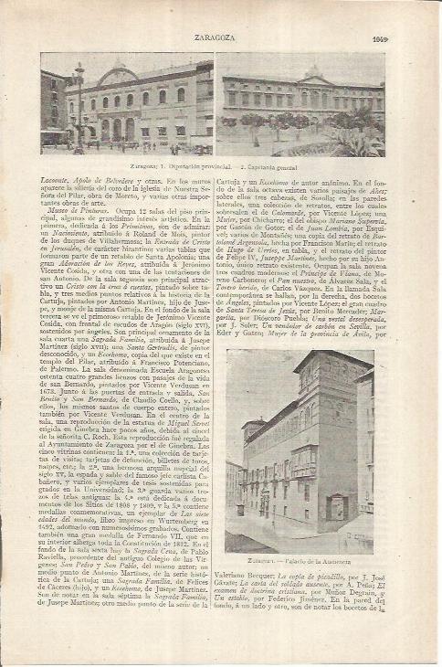 LAMINA ESPASA 36986: Diputacion y Capitania General en Zaragoza