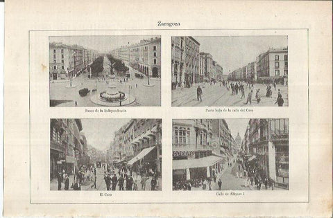 LAMINA ESPASA 36982: Paseo de la Independencia, calle del Coso y calle Alonso I de Zaragoza