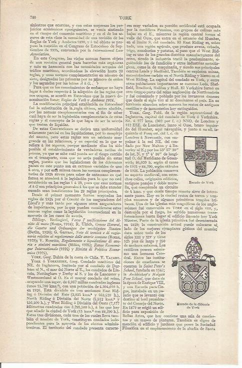 LAMINA ESPASA 36902: Escudos de York y de la diocesis de York