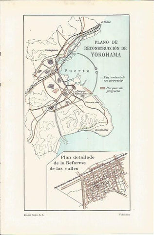 LAMINA ESPASA 36900: Plano de la reconstruccion de Yokohama, Japon
