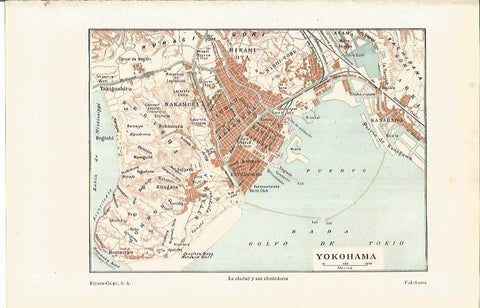 LAMINA ESPASA 36899: Plano de Yokohama, Japon