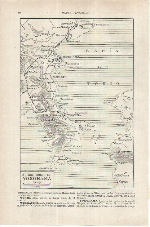 LAMINA ESPASA 36897: Mapa de los alrededores de Yokohama, Japon