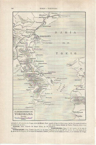 LAMINA ESPASA 36897: Mapa de los alrededores de Yokohama, Japon