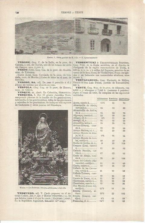 LAMINA ESPASA 36892: Ayuntamiento y La Dolorosa de Yeste, Albacete