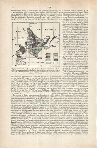LAMINA ESPASA 36891: Mapa geologico de la isla de Yeso, Japon