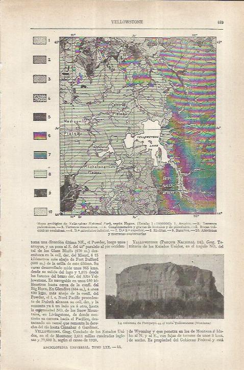 LAMINA ESPASA 36886: Mapa geologico del Yellowstone