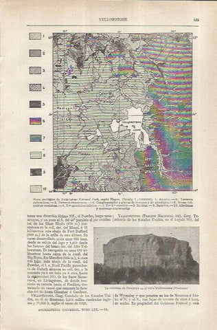 LAMINA ESPASA 36886: Mapa geologico del Yellowstone