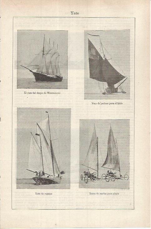 LAMINA ESPASA 36878: Yates del Duque de Westminster, de regatas, para el hielo y para playa