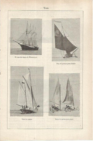 LAMINA ESPASA 36878: Yates del Duque de Westminster, de regatas, para el hielo y para playa