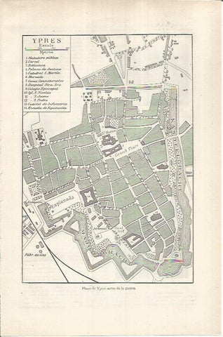 LAMINA ESPASA 36908: Plano de Ypres, Belgica