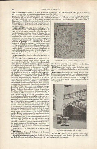 LAMINA ESPASA 36933: Zaguan de la Casa de Oleza y relieve en el Monte Zagros
