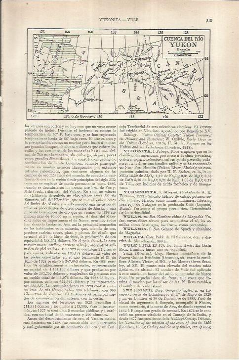 LAMINA ESPASA 36914: Mapa de la cuenca  del rio Yukon