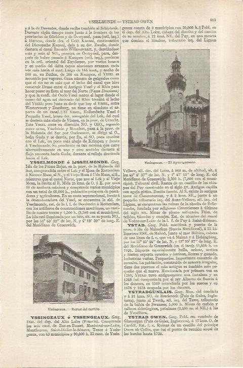 LAMINA ESPASA 36911: Ayuntamiento y castillo de Yssingeaux, Francia