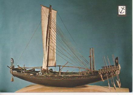 Postal E02349: Nave Egipcia, Museo Maritimo de Barcelona