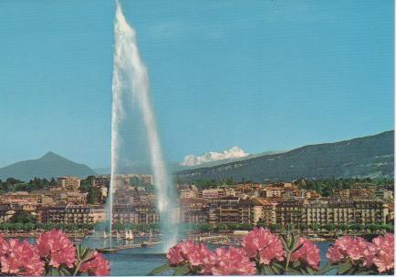 Postal E02277: Le Jet d'eau et le Mont Blanc, Ginebra, Suiza