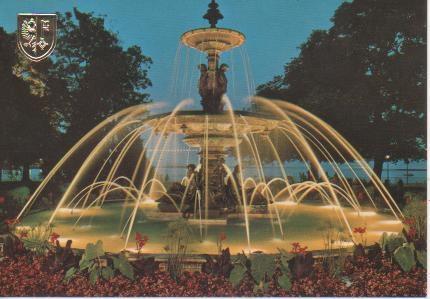 Postal E02276: La fuente del Jardin Ingles por la noche, Ginebra, Suiza