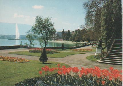 Postal E02273: Tulipanes en Le Parc Mon Repos, Ginebra, Suiza