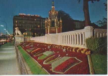Postal E02272:Monument Brunswick y Cama de flores,Ginebra, Suiza