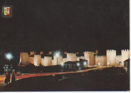 Postal E02322:Vista nocturna,murallas de Avila