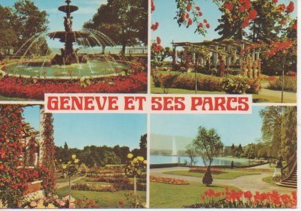 Postal E02261: Imágenes parques de Ginebra, Suiza