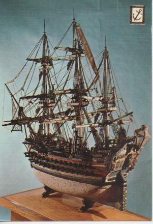 Postal E02451: Navío de dos puentes, Museo Maritimo de Barcelona