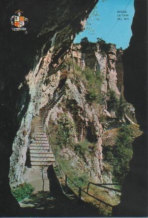 Postal E02436: escalera a la gruta, Sant Miquel Del Fai