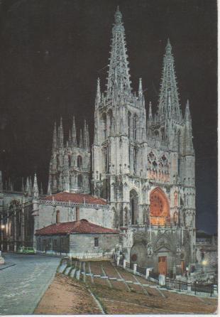 Postal E02424:Vista Nocturna de la Catedral de Burgos