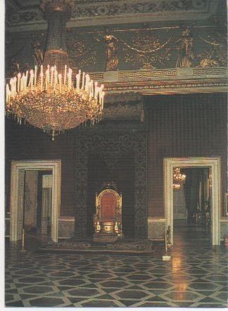 Postal E02090: Sala del Trono, palacio Real, Napoles, Italia