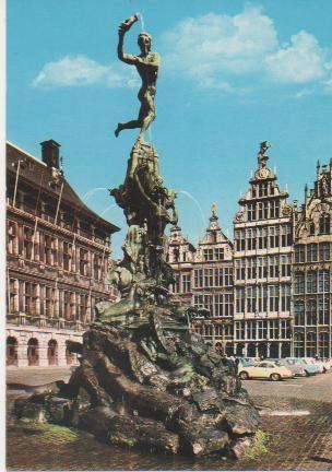 Postal E02111: Brabo en la Grote Markt de Anvers, Belgica