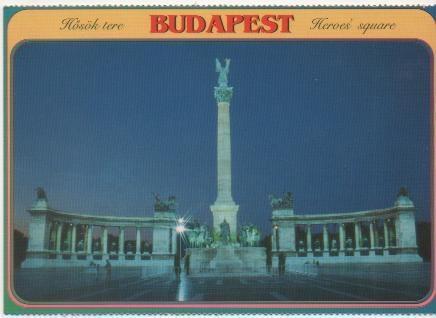 Postal E02052: Hero's square, Budapest, Hungria