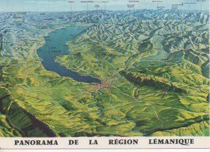 Postal E02255: Panorama de la región de Lémnique, Ginebra, Suiza