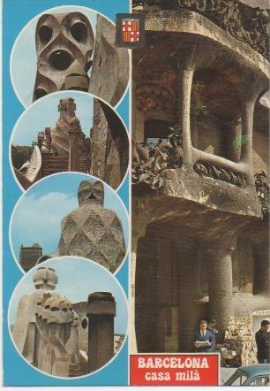 Postal E01665: Imágenes Casa Milà, Barcelona