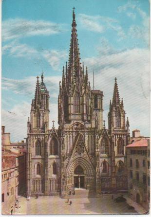 Postal E01667: Fachada Catedral de Barcelona