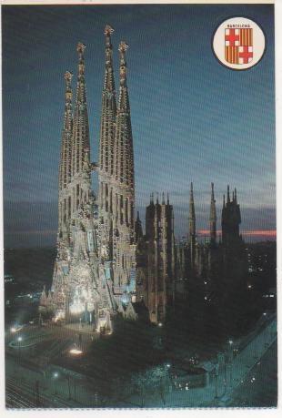 Postal E01670: Imagen nocturna Sagrad Familia, Barcelona