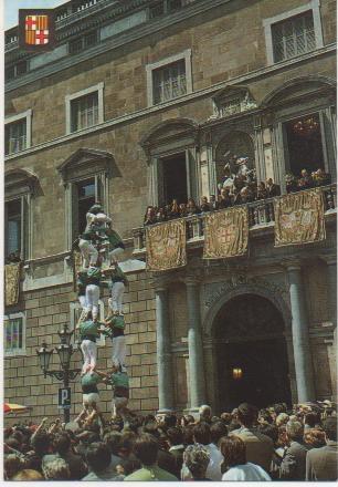 Postal E01676: Palacio de la Diputación, Castellers  Barcelona