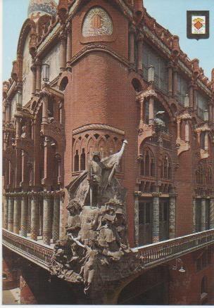Postal E01641: Angular de las dos fachadas, Palau de la Música, Barcelona