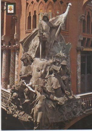 Postal E01642: Detalle de la fachada, Palau de la Música, Barcelona