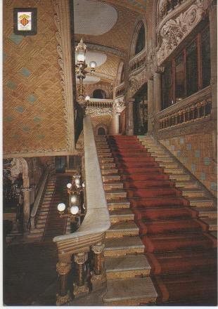 Postal E01643: Escalinata principal, Palau de la Música,Barcelona