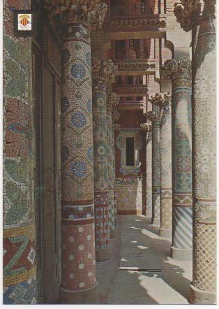 Postal E01644: Columnata,Balcon principal, Palau de la Música, Barcelona