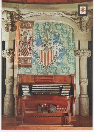 Postal E01645: Senyera de l'Orfeo Català, Palau de la Música, Barcelona