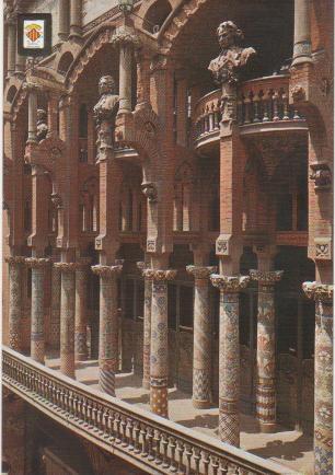 Postal E01650: Balcón y fachada, Palau de la Música, Barcelona