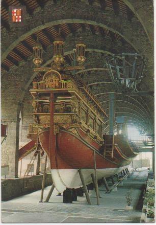Postal E01652: Galera Real, museo Maritimo de Barcelona