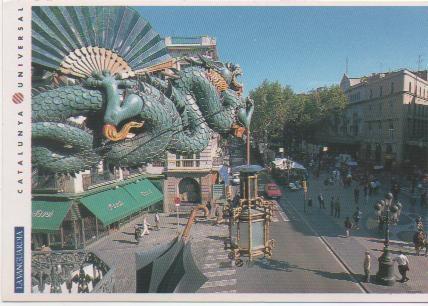 Postal E01701:Dragón Casa Bruno Cuadros ,Rambla , Barcelona