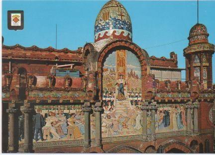 Postal E01546: Mosaico fachada principa, Palau de la Música, Barcelona