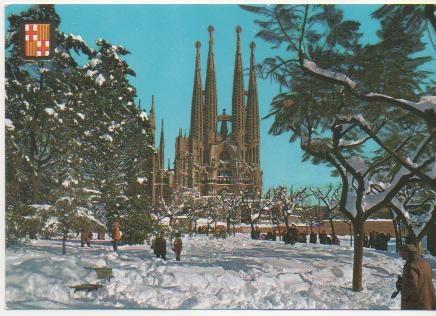 Postal E01522: Templo de la Sagrada Familianevada, Barcelona