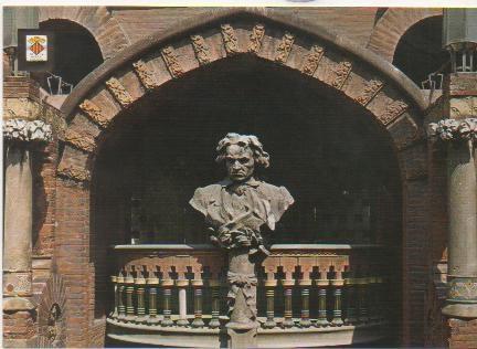 çPostal E01529: Busto de Beethoven, Palau de la Musica, Barcelona