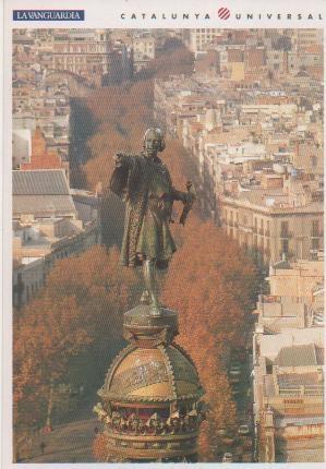 Postal E01619: Monumento a Colón y las Ramblas, Barcelona